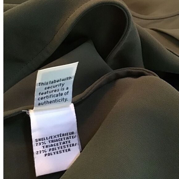 Diane Von Furstenberg DVF Agness Crepe Mini Dress Olive Gold Buttons Size 0 - Picture 6 of 6